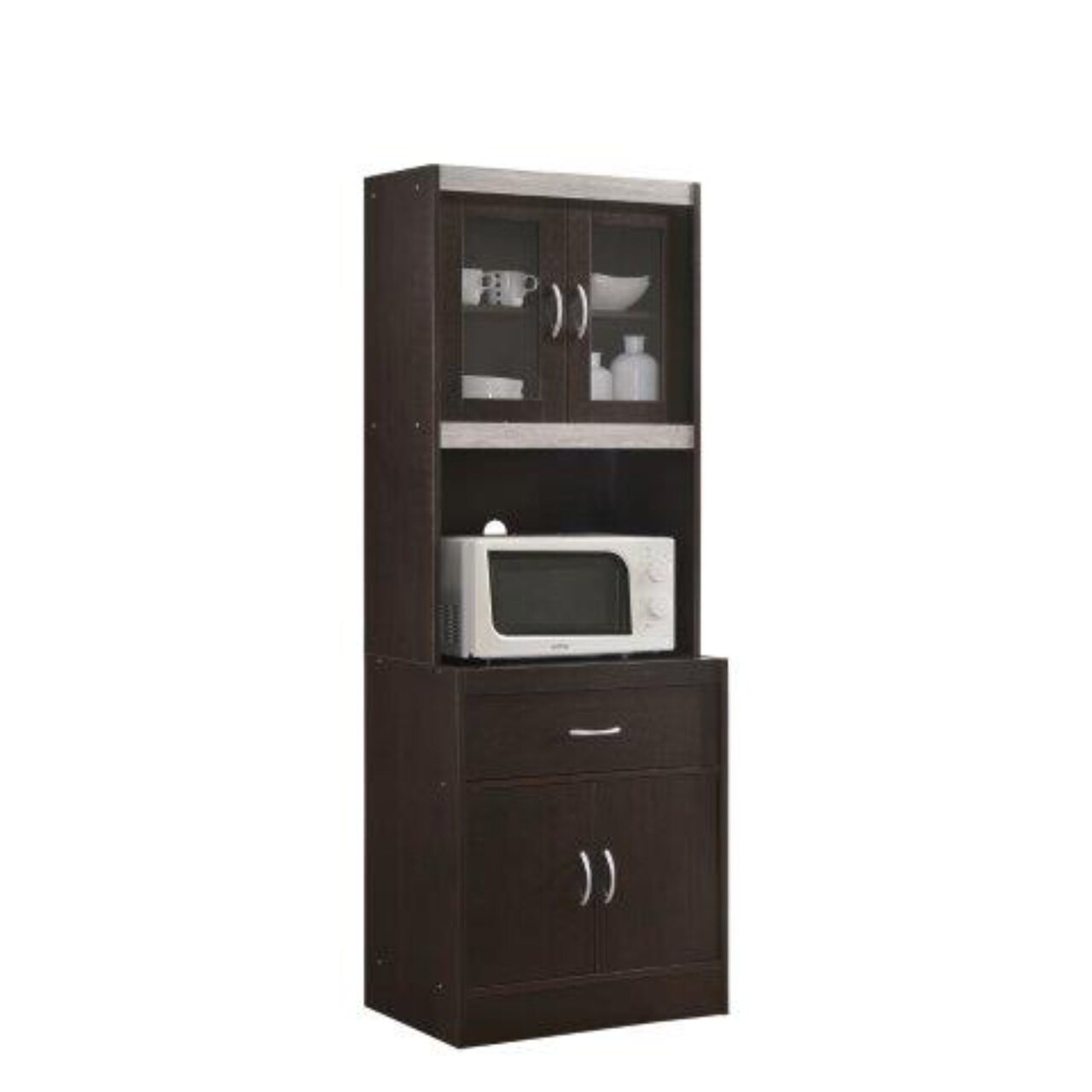 Contemporary Home Living 71" Brown and Gray Enclosed Kitchen Storage Cabinet